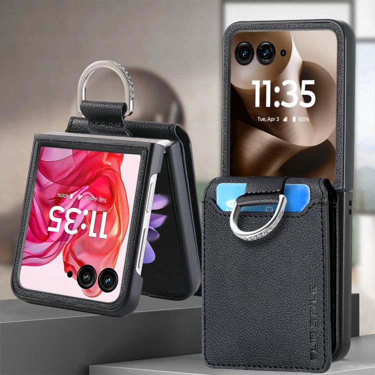 For Motorola Razr 60 Litchi Texture Leather Ring Wallet Phone Case