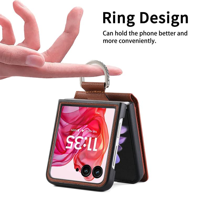 For Motorola Razr 60 Litchi Texture Leather Ring Wallet Phone Case