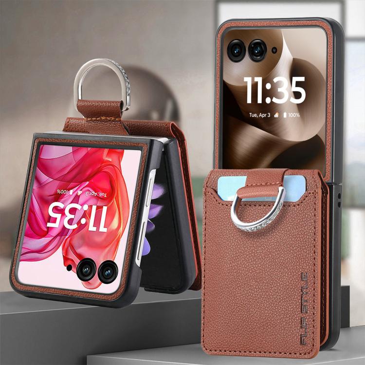 For Motorola Razr 60 Litchi Texture Leather Ring Wallet Phone Case