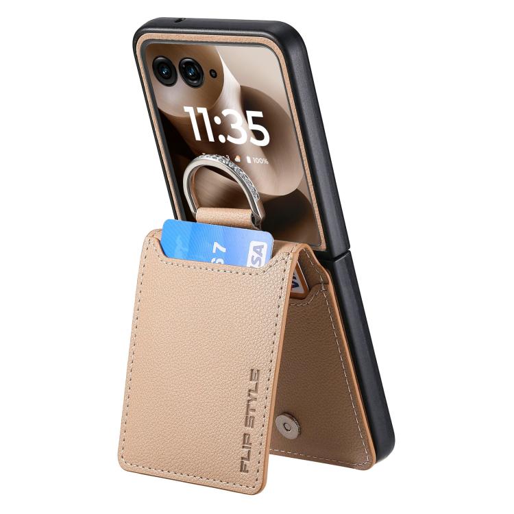 For Motorola Razr 60 Litchi Texture Leather Ring Wallet Phone Case
