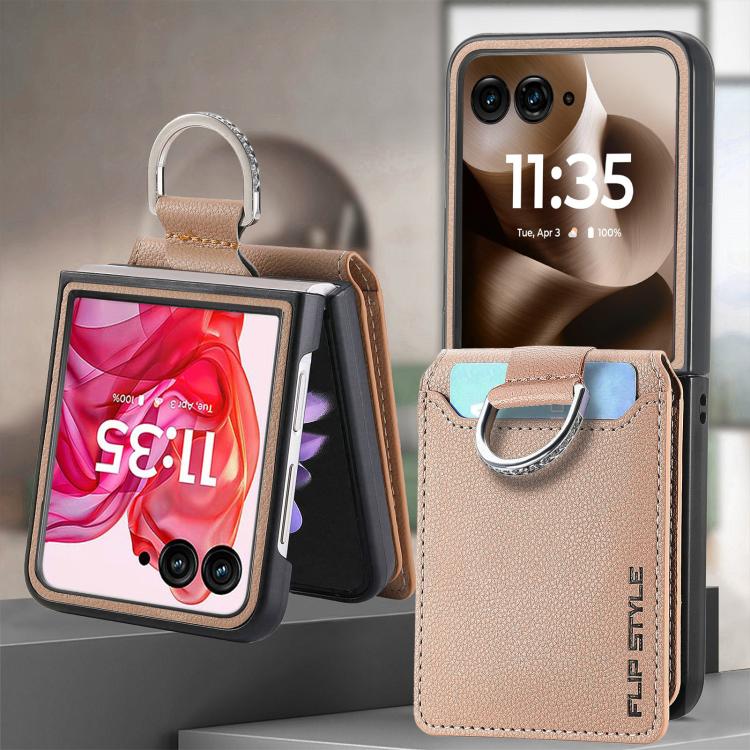 For Motorola Razr 60 Litchi Texture Leather Ring Wallet Phone Case