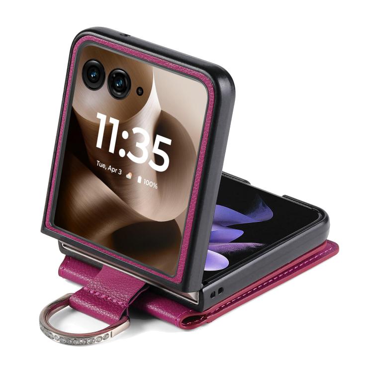 For Motorola Razr 60 Litchi Texture Leather Ring Wallet Phone Case