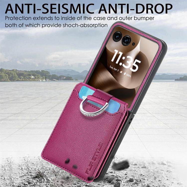 For Motorola Razr 60 Litchi Texture Leather Ring Wallet Phone Case