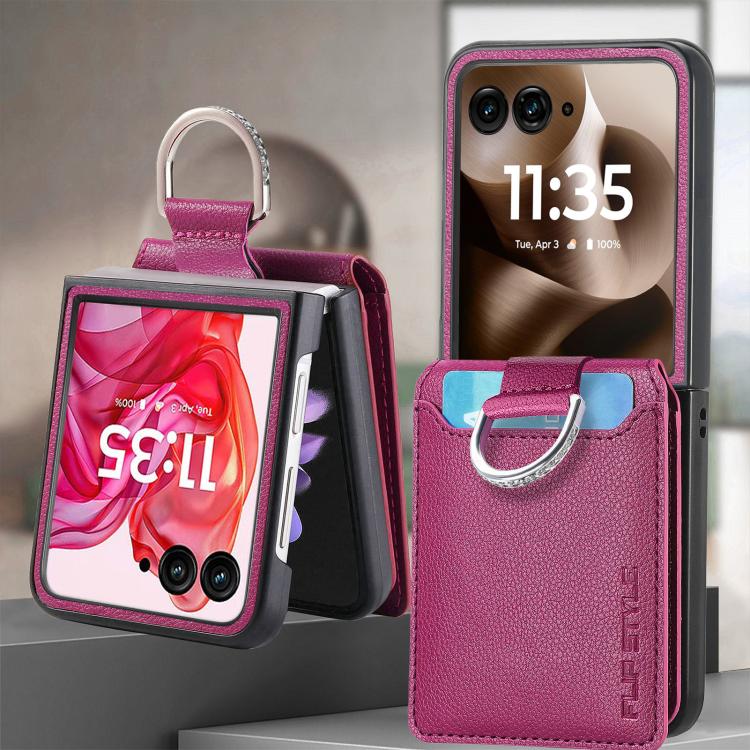 For Motorola Razr 60 Litchi Texture Leather Ring Wallet Phone Case
