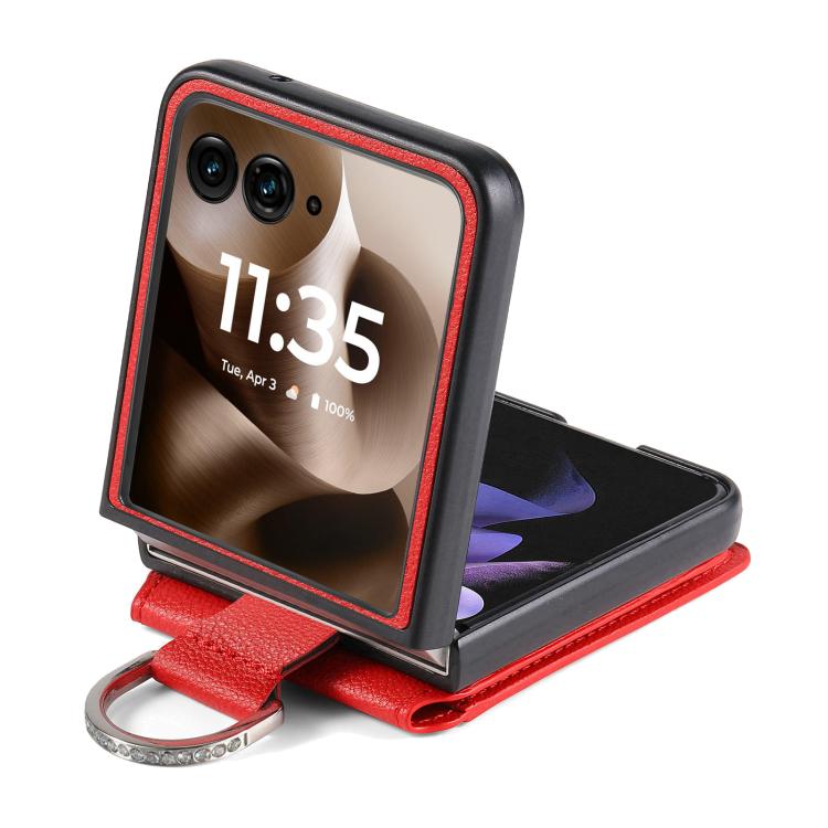 For Motorola Razr 60 Litchi Texture Leather Ring Wallet Phone Case