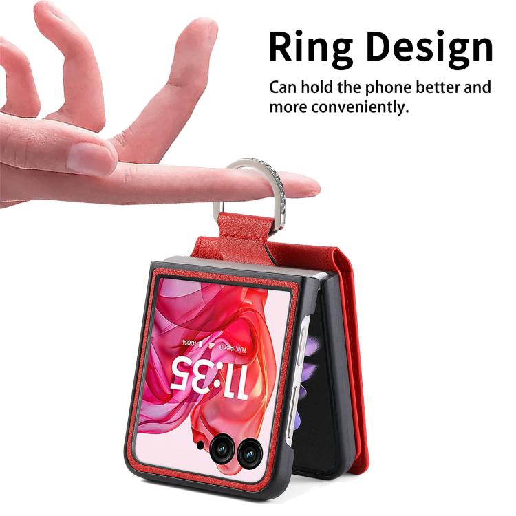 For Motorola Razr 60 Litchi Texture Leather Ring Wallet Phone Case
