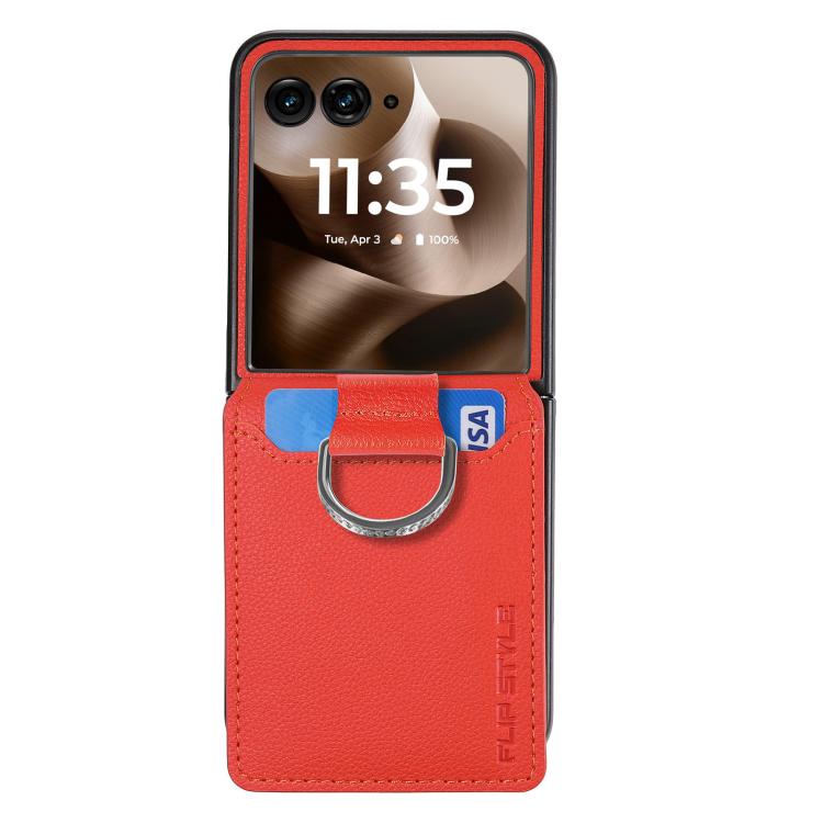 For Motorola Razr 60 Litchi Texture Leather Ring Wallet Phone Case