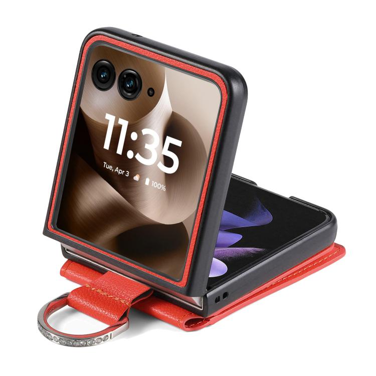 For Motorola Razr 60 Litchi Texture Leather Ring Wallet Phone Case