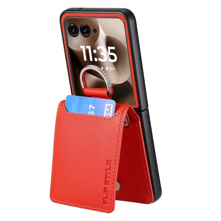 For Motorola Razr 60 Litchi Texture Leather Ring Wallet Phone Case