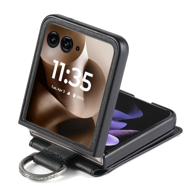 For Motorola Razr 60 Ultra Litchi Texture Leather Ring Wallet Phone Case