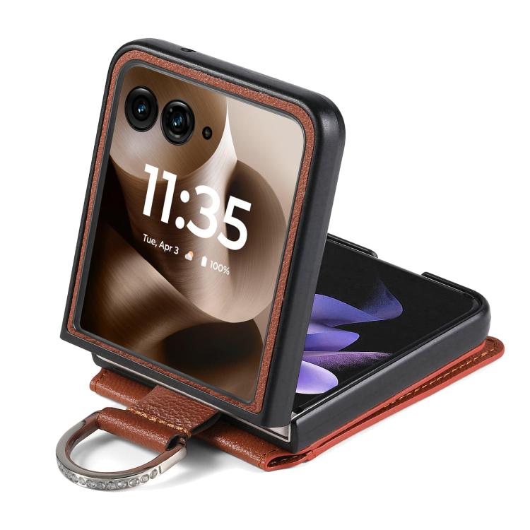 For Motorola Razr 60 Ultra Litchi Texture Leather Ring Wallet Phone Case