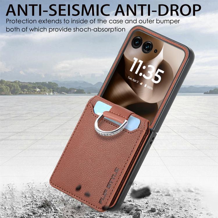 For Motorola Razr 60 Ultra Litchi Texture Leather Ring Wallet Phone Case