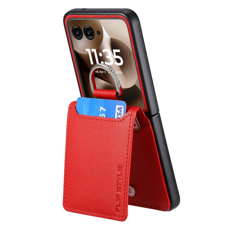 For Motorola Razr 60 Ultra Litchi Texture Leather Ring Wallet Phone Case