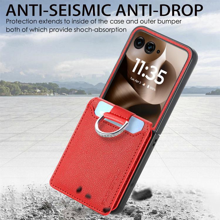 For Motorola Razr 60 Ultra Litchi Texture Leather Ring Wallet Phone Case
