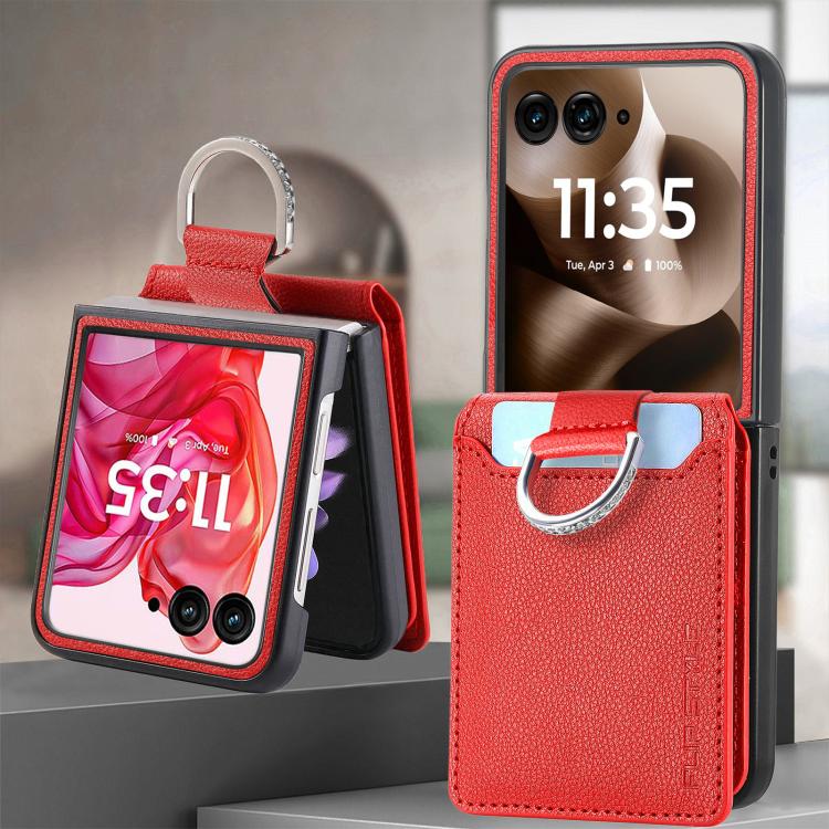 For Motorola Razr 60 Ultra Litchi Texture Leather Ring Wallet Phone Case