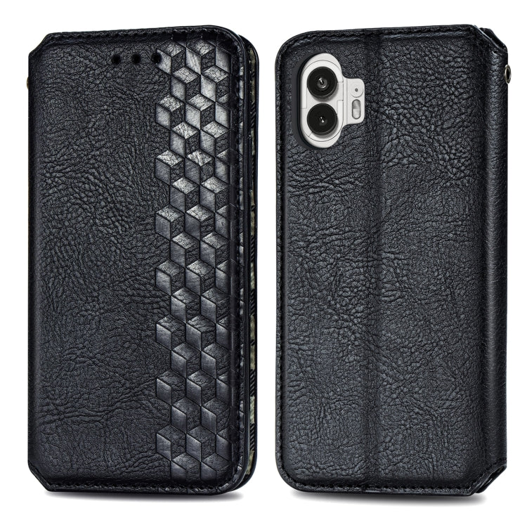 For Nothing Phone 2 Cubic Grid Pressed Magnetic Leather Phone Case