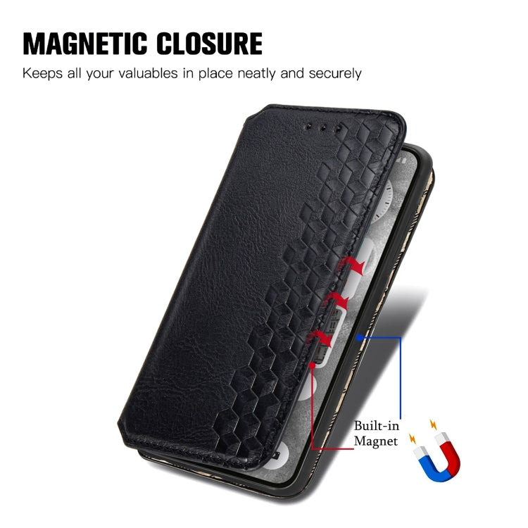 For Nothing Phone 2 Cubic Grid Pressed Magnetic Leather Phone Case
