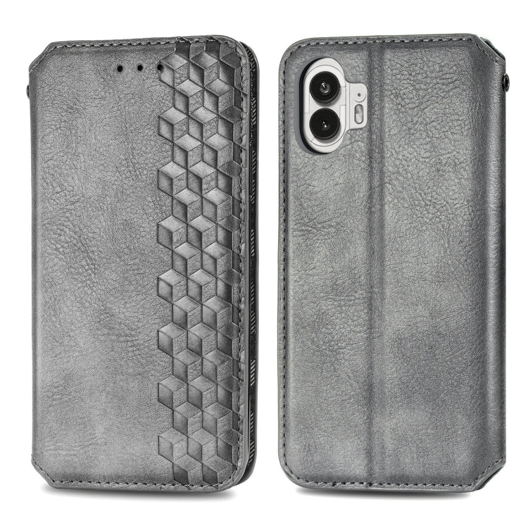 For Nothing Phone 2 Cubic Grid Pressed Magnetic Leather Phone Case