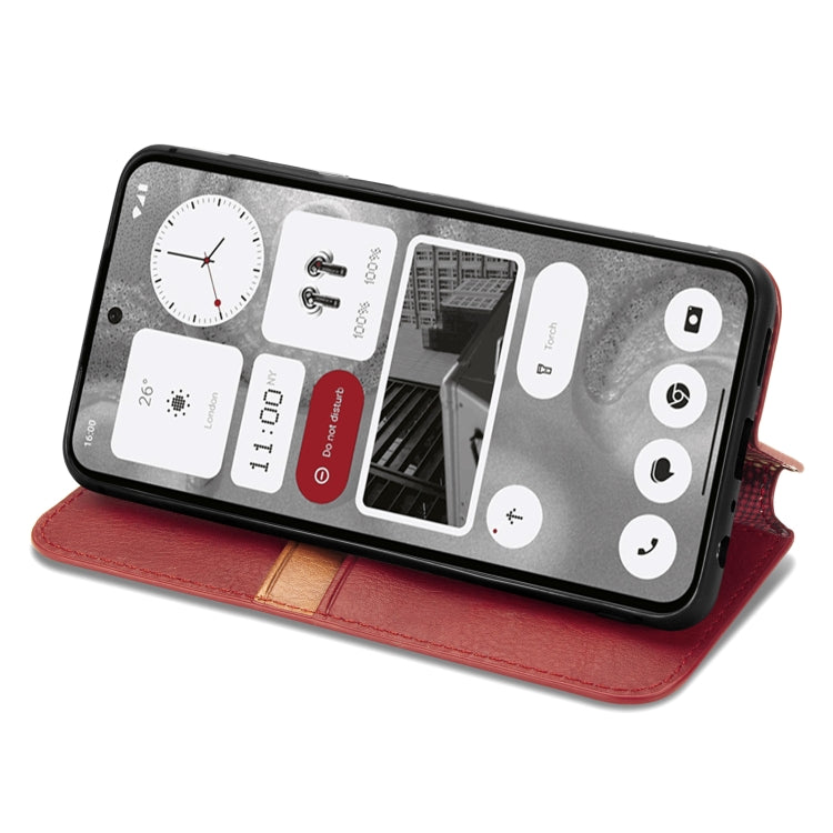 For Nothing Phone 2 Cubic Grid Pressed Magnetic Leather Phone Case