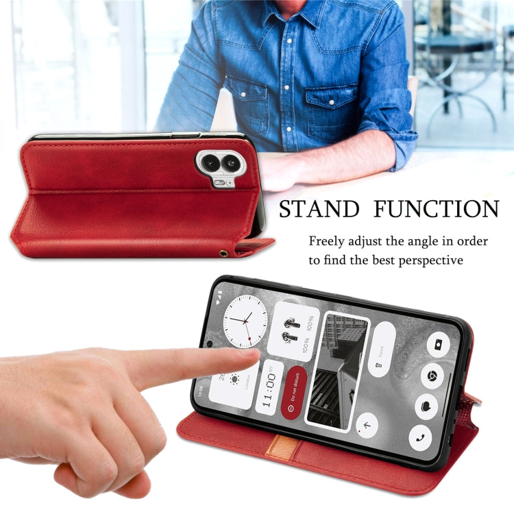 For Nothing Phone 2 Cubic Grid Pressed Magnetic Leather Phone Case