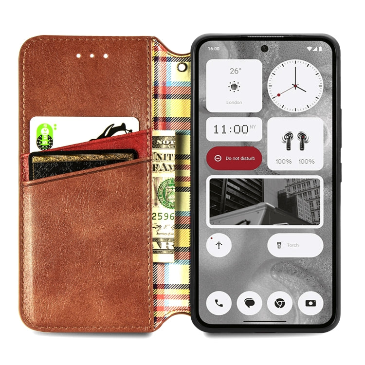 For Nothing Phone 2 Cubic Grid Pressed Magnetic Leather Phone Case