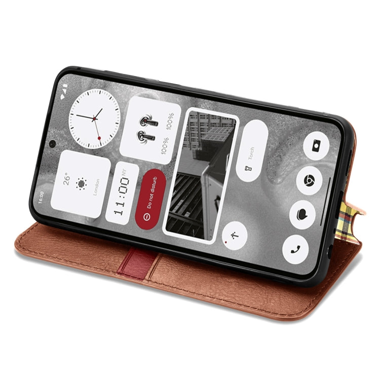 For Nothing Phone 2 Cubic Grid Pressed Magnetic Leather Phone Case