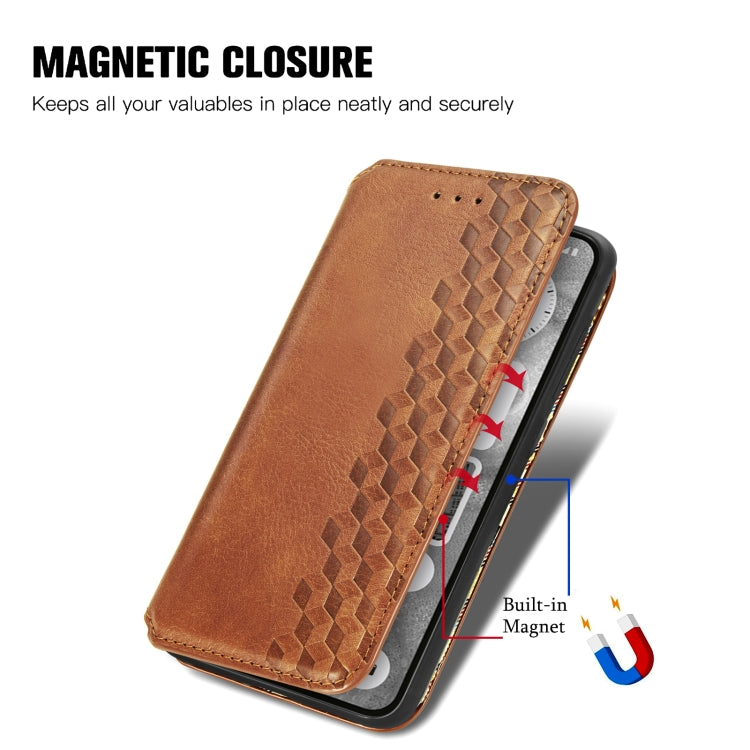 For Nothing Phone 2 Cubic Grid Pressed Magnetic Leather Phone Case