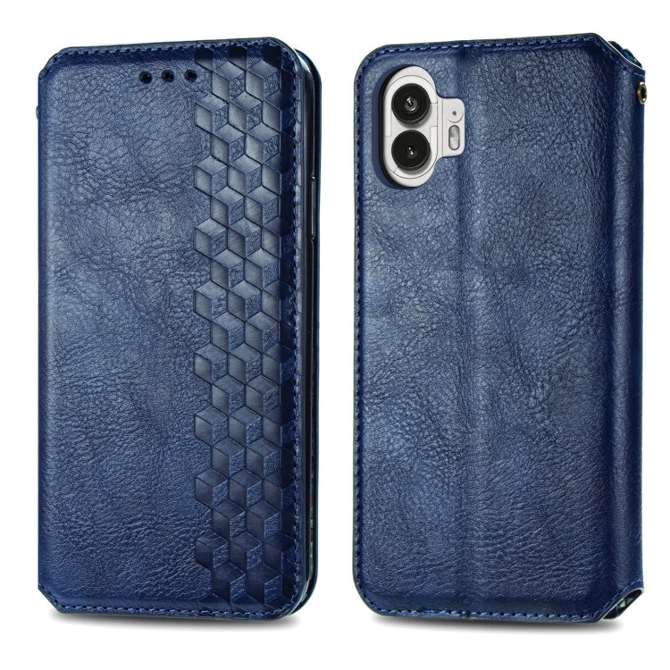 For Nothing Phone 2 Cubic Grid Pressed Magnetic Leather Phone Case