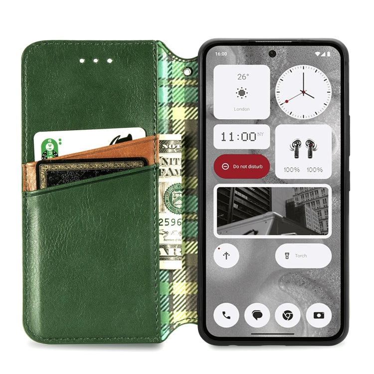 For Nothing Phone 2 Cubic Grid Pressed Magnetic Leather Phone Case
