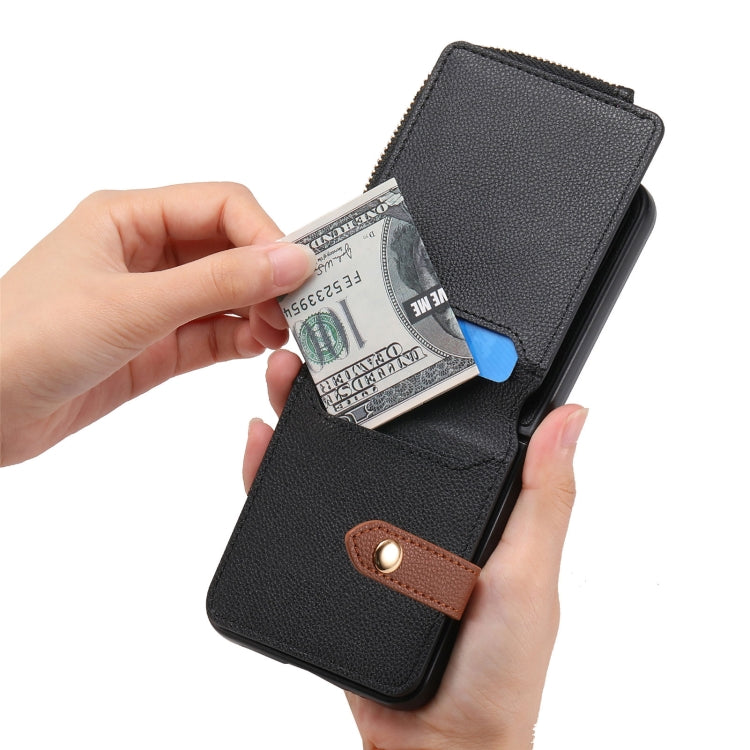 For Samsung Galaxy Z Flip5 5G Vertical Flip Zipper Wallet Ring Leather Phone Case