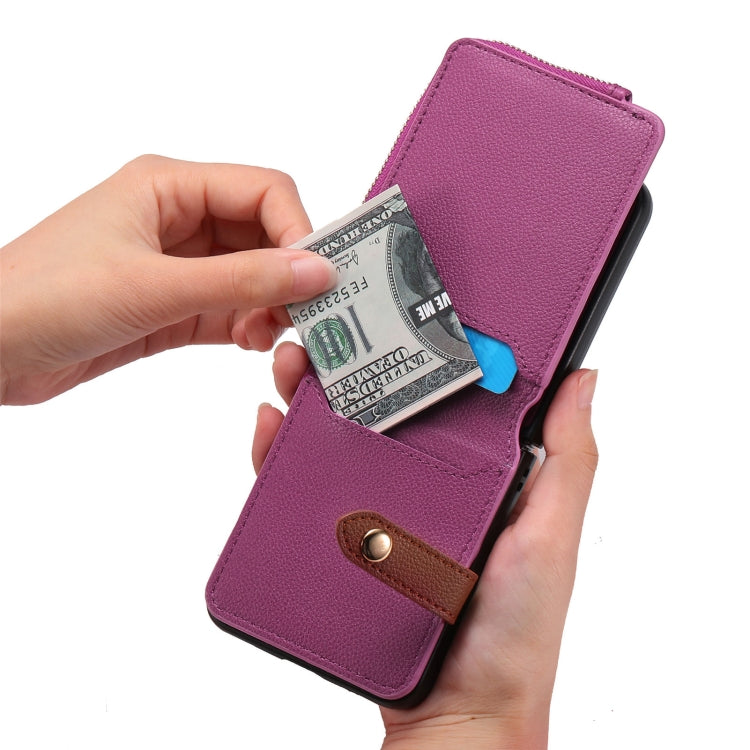 For Samsung Galaxy Z Flip5 5G Vertical Flip Zipper Wallet Ring Leather Phone Case