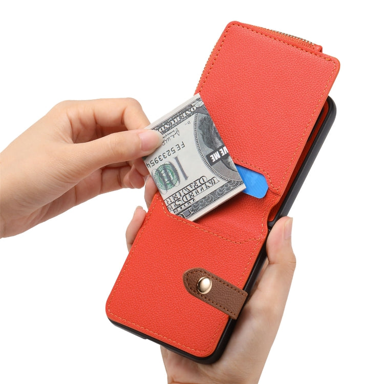 For Samsung Galaxy Z Flip5 5G Vertical Flip Zipper Wallet Ring Leather Phone Case