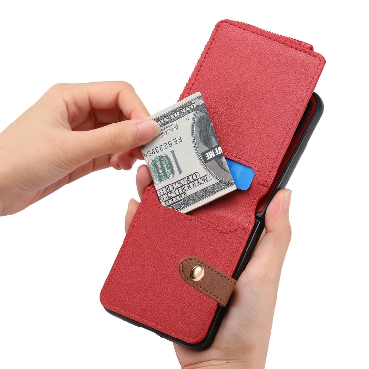 For Samsung Galaxy Z Flip5 5G Vertical Flip Zipper Wallet Ring Leather Phone Case