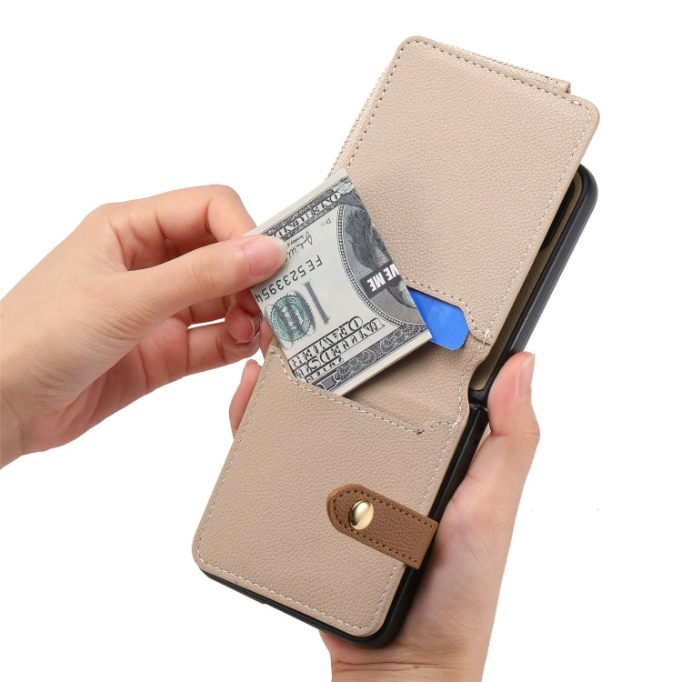 For Samsung Galaxy Z Flip5 5G Vertical Flip Zipper Wallet Ring Leather Phone Case