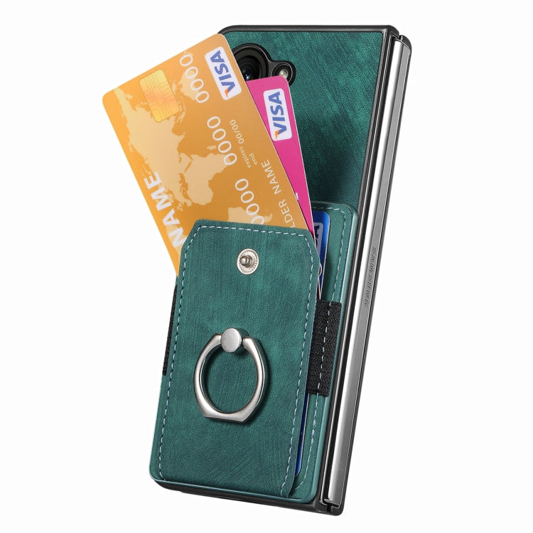 For  Samsung Galaxy Z Fold5 5G Retro Skin-feel Ring Multi-card Wallet Phone Case