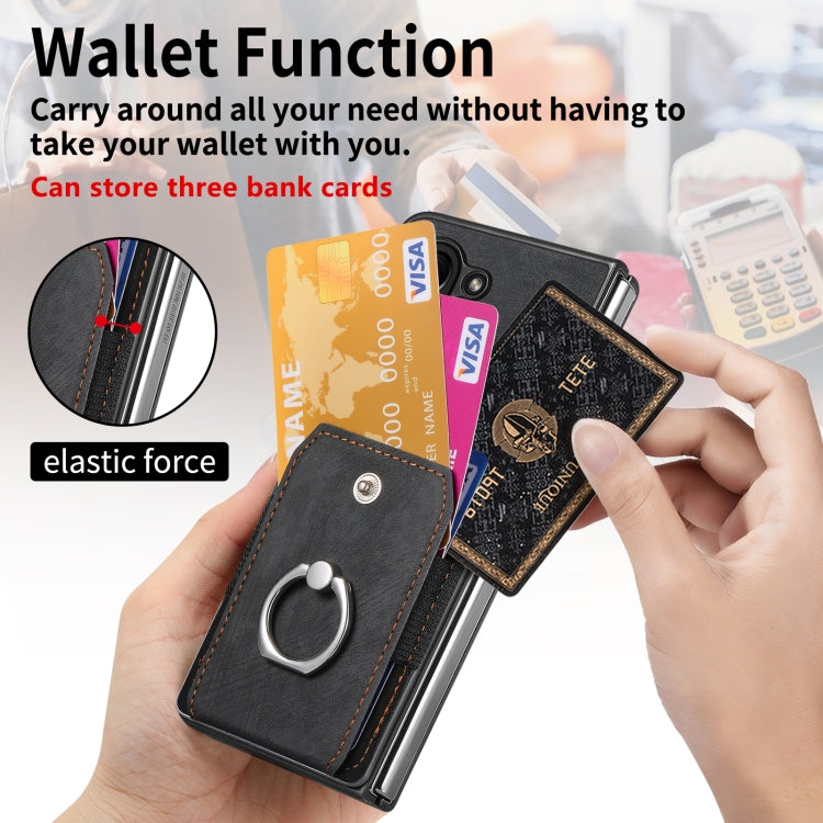 For Samsung Galaxy Z Fold6 5G Retro Skin-feel Ring Multi-card Wallet Phone Case