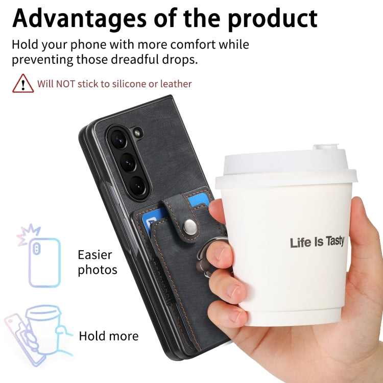 For Samsung Galaxy Z Fold6 5G Retro Skin-feel Ring Multi-card Wallet Phone Case