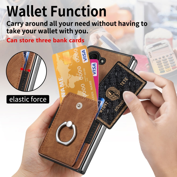 For Samsung Galaxy Z Fold6 5G Retro Skin-feel Ring Multi-card Wallet Phone Case