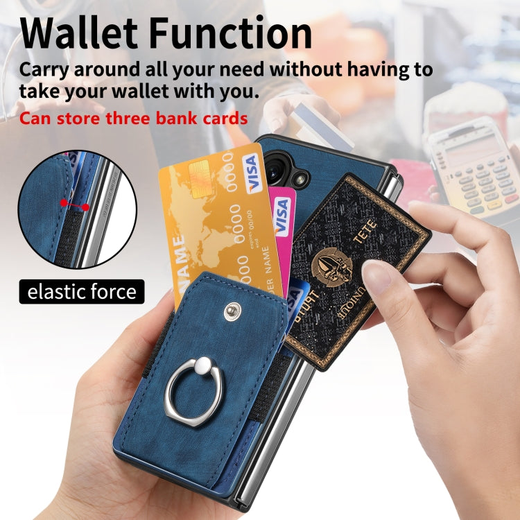 For Samsung Galaxy Z Fold6 5G Retro Skin-feel Ring Multi-card Wallet Phone Case