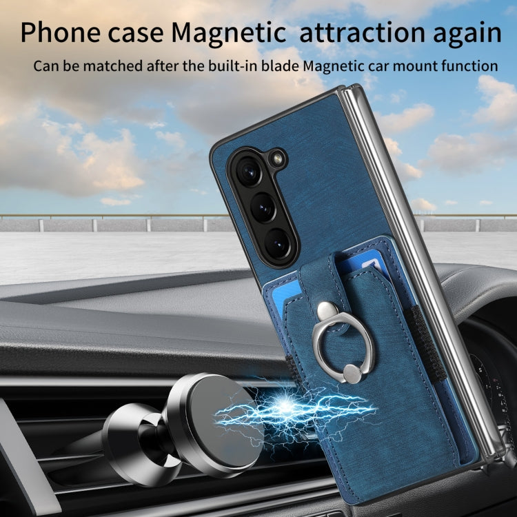 For Samsung Galaxy Z Fold6 5G Retro Skin-feel Ring Multi-card Wallet Phone Case