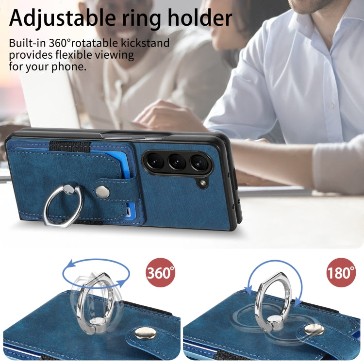 For Samsung Galaxy Z Fold6 5G Retro Skin-feel Ring Multi-card Wallet Phone Case