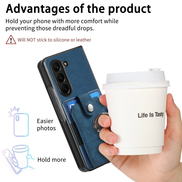 For Samsung Galaxy Z Fold6 5G Retro Skin-feel Ring Multi-card Wallet Phone Case