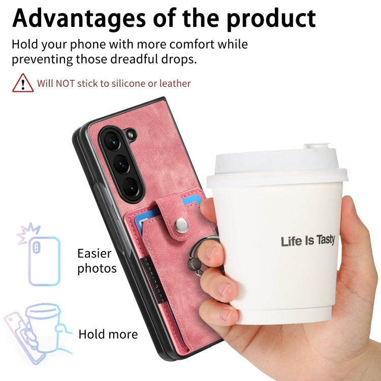 For Samsung Galaxy Z Fold6 5G Retro Skin-feel Ring Multi-card Wallet Phone Case