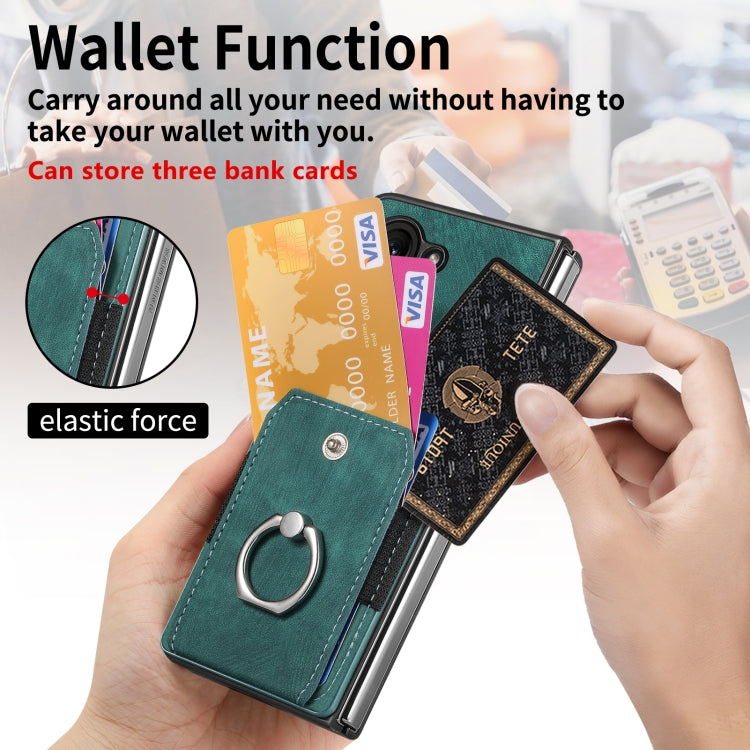 For Samsung Galaxy Z Fold6 5G Retro Skin-feel Ring Multi-card Wallet Phone Case