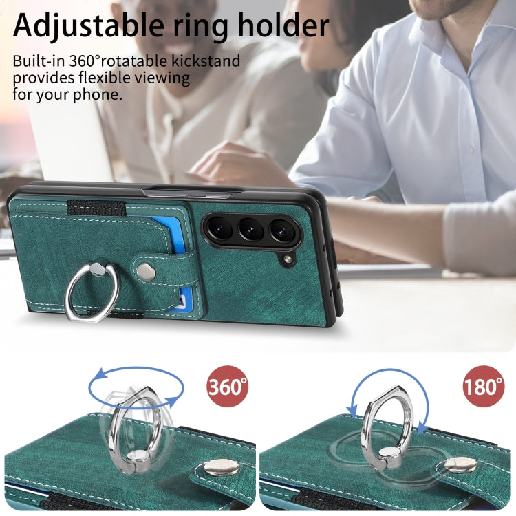 For Samsung Galaxy Z Fold6 5G Retro Skin-feel Ring Multi-card Wallet Phone Case