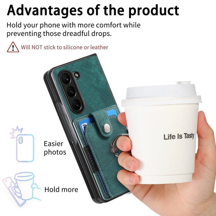 For Samsung Galaxy Z Fold6 5G Retro Skin-feel Ring Multi-card Wallet Phone Case