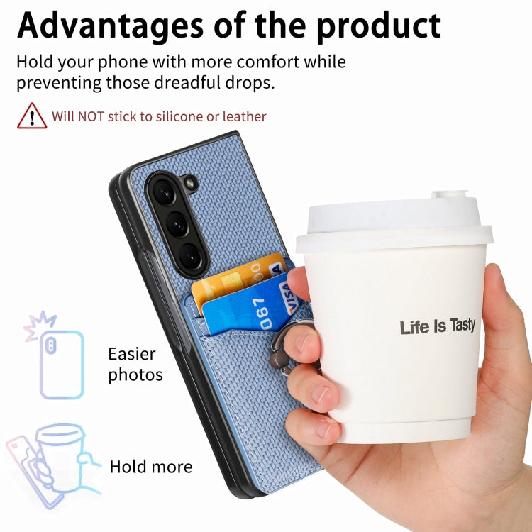 For Samsung Galaxy Z Fold6 5G Carbon Fiber Card Wallet Ring Holder Phone Case