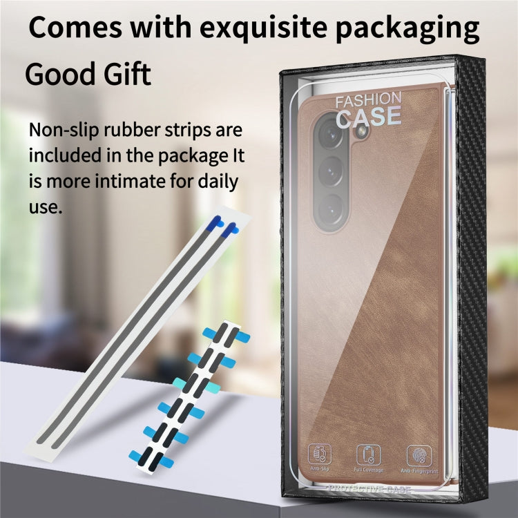 For  Samsung Galaxy Z Fold5 5G Integrated Film Retro Skin Feel Fold Leather Phone Case