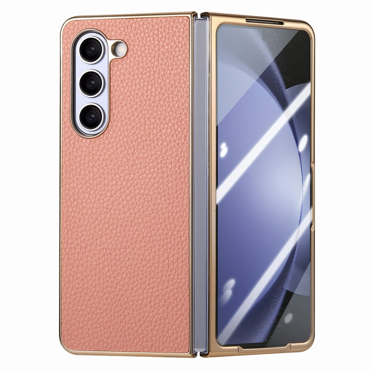 For Samsung Galaxy Z Fold5 5G Integrated Film Electroplated Leather Phone Case