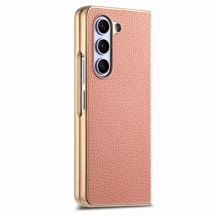 For Samsung Galaxy Z Fold5 5G Integrated Film Electroplated Leather Phone Case